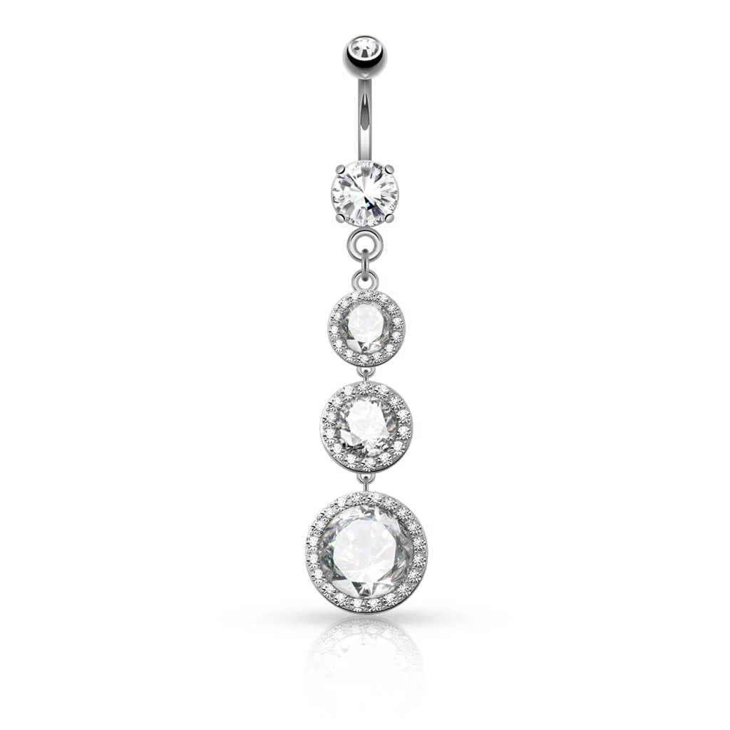Piercing Nombril Pendentif 3 Zircones - Image 2
