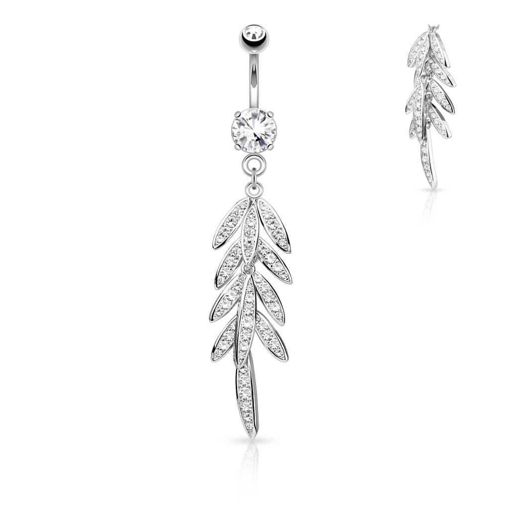 Piercing Nombril Pendentif Feuille Zircone - Image 2