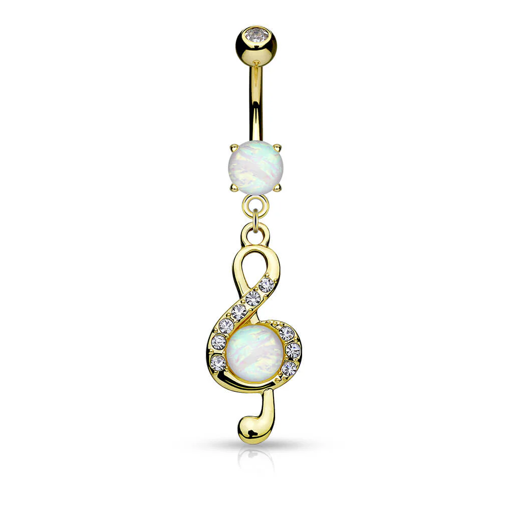 Piercing Nombril Pendentif Clef De Sol Opale - Image 2