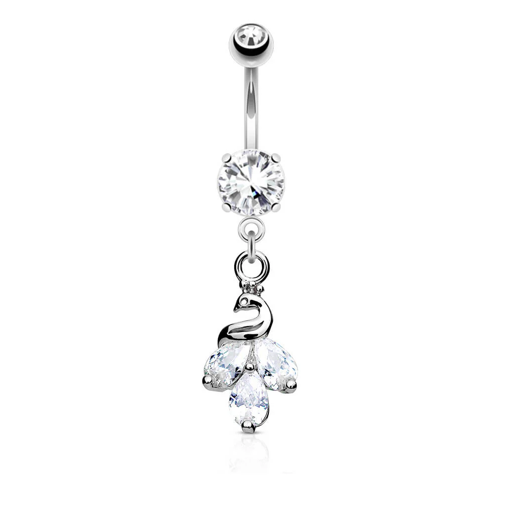Piercing Nombril Pendentif Paon Zircone - Image 2