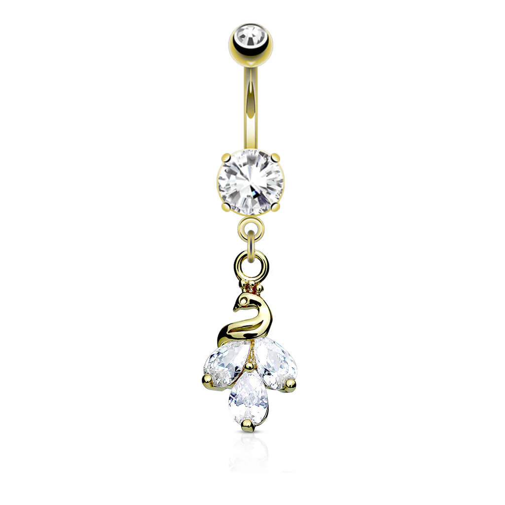 Piercing Nombril Pendentif Paon Zircone - Image 3