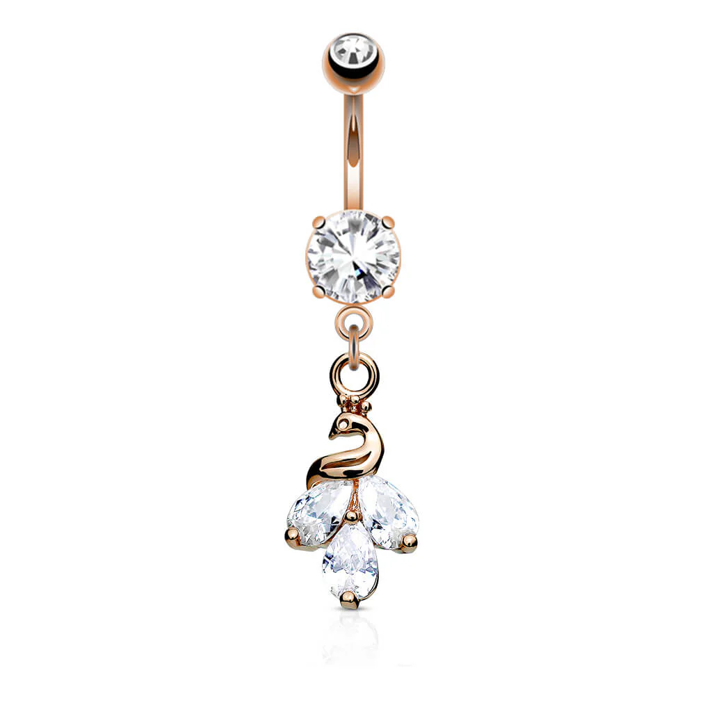 Piercing Nombril Pendentif Paon Zircone - Image 4