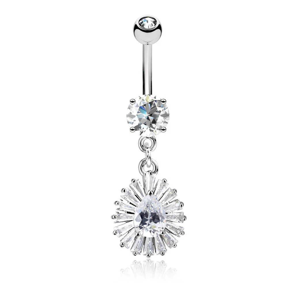 Piercing Nombril Pendentif Goutte Zircone - Image 2