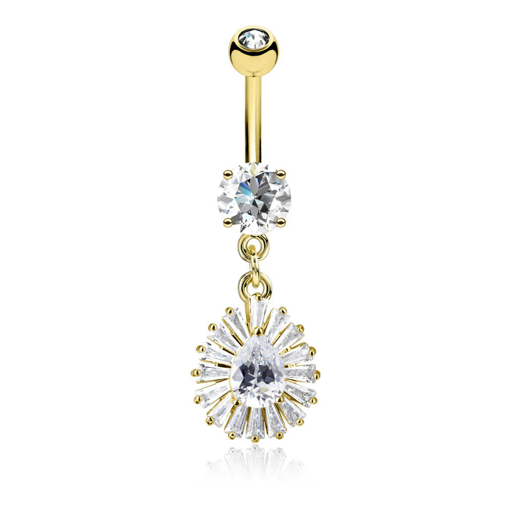 Piercing Nombril Pendentif Goutte Zircone - Image 3