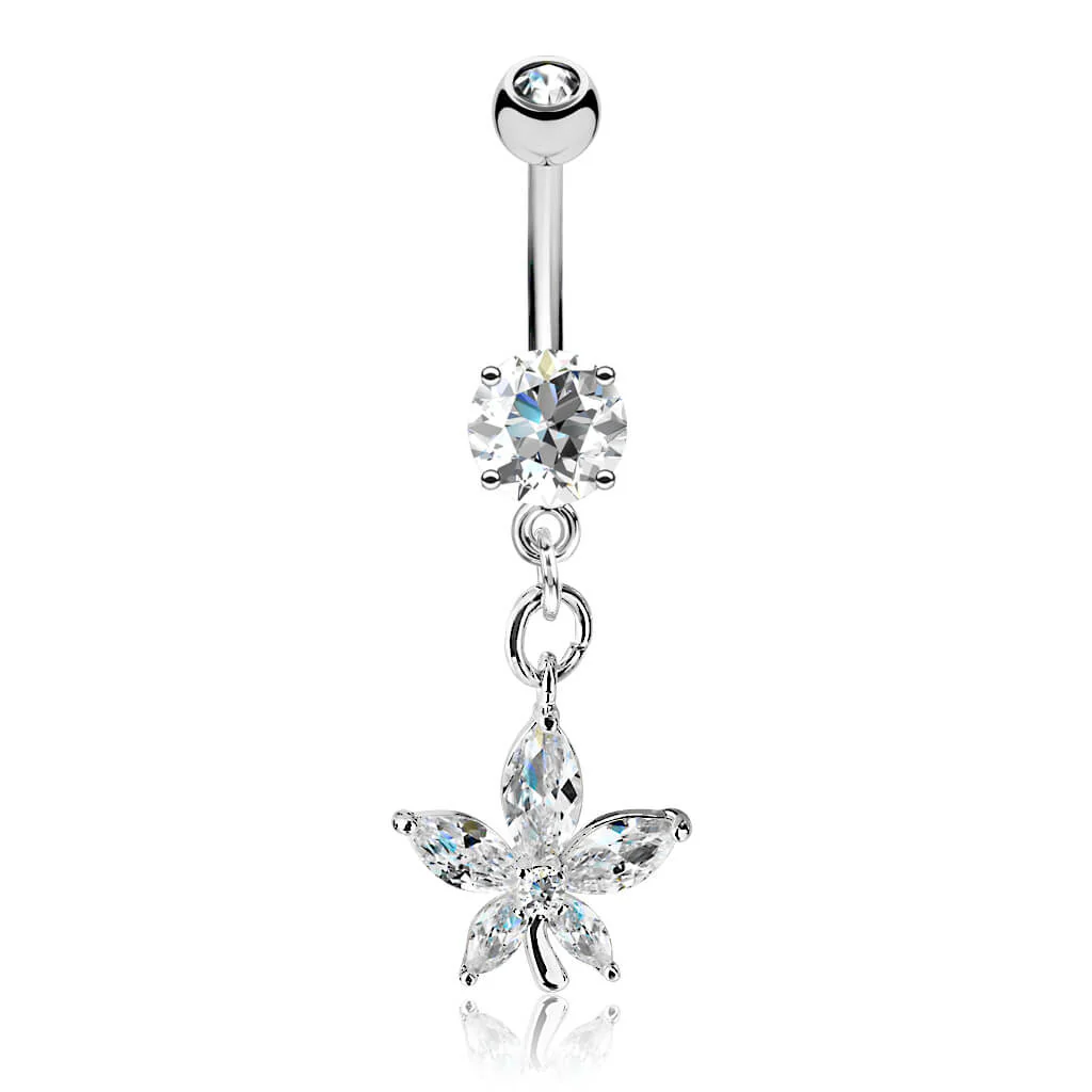 Piercing Nombril Pendentif Fleur Zircone - Image 2