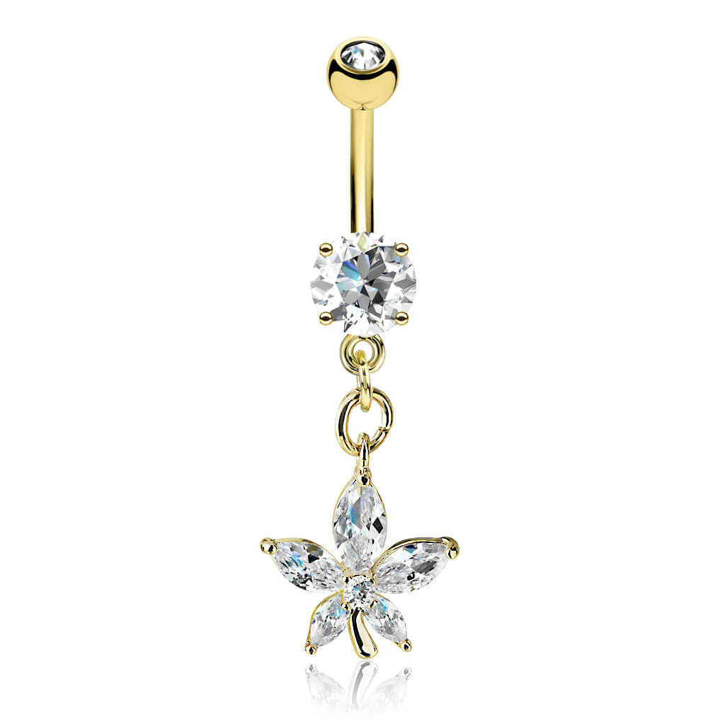 Piercing Nombril Pendentif Fleur Zircone - Image 3