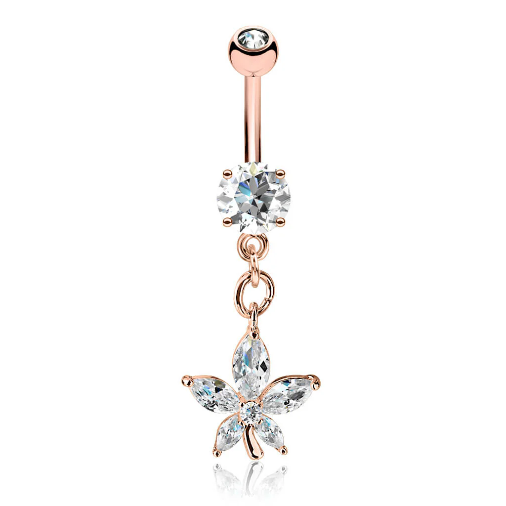 Piercing Nombril Pendentif Fleur Zircone - Image 4