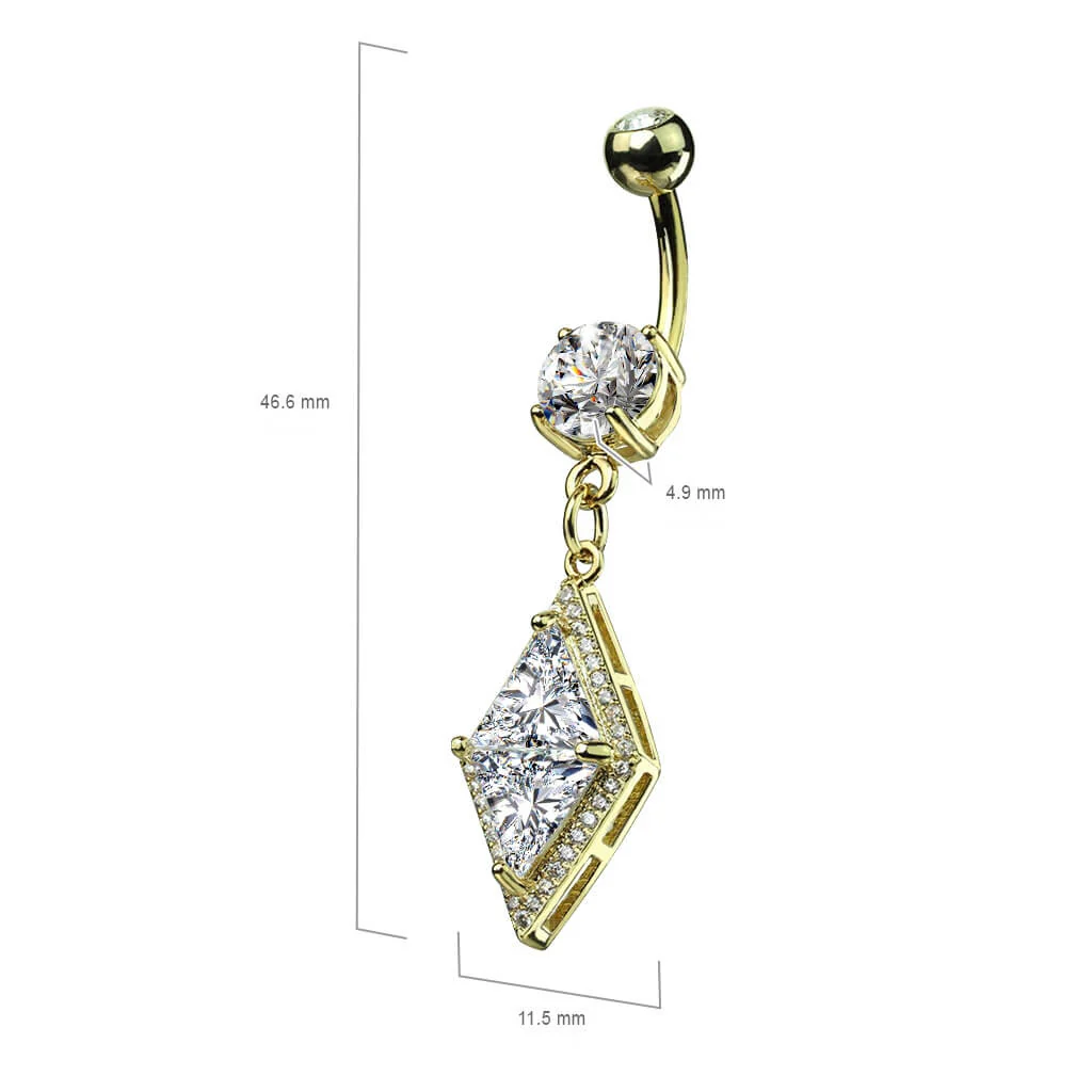 Piercing Nombril Pendentif Losange Zircone - Image 3