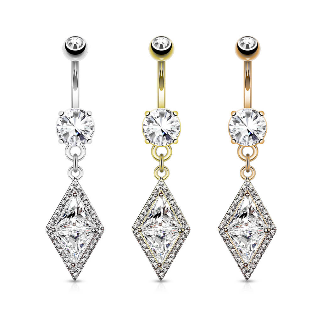 Piercing Nombril Pendentif Losange Zircone - Image 5