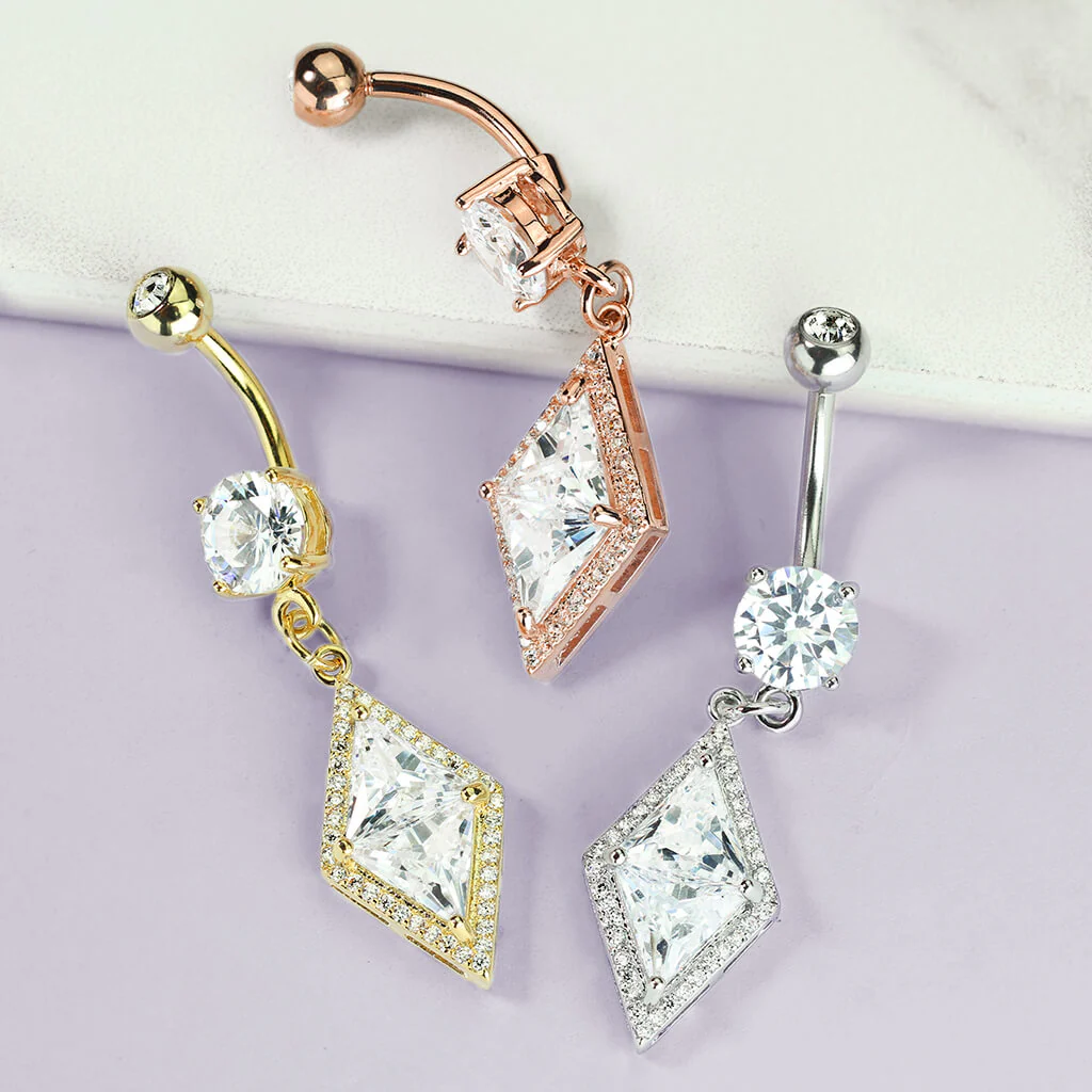 Piercing Nombril Pendentif Losange Zircone - Image 7