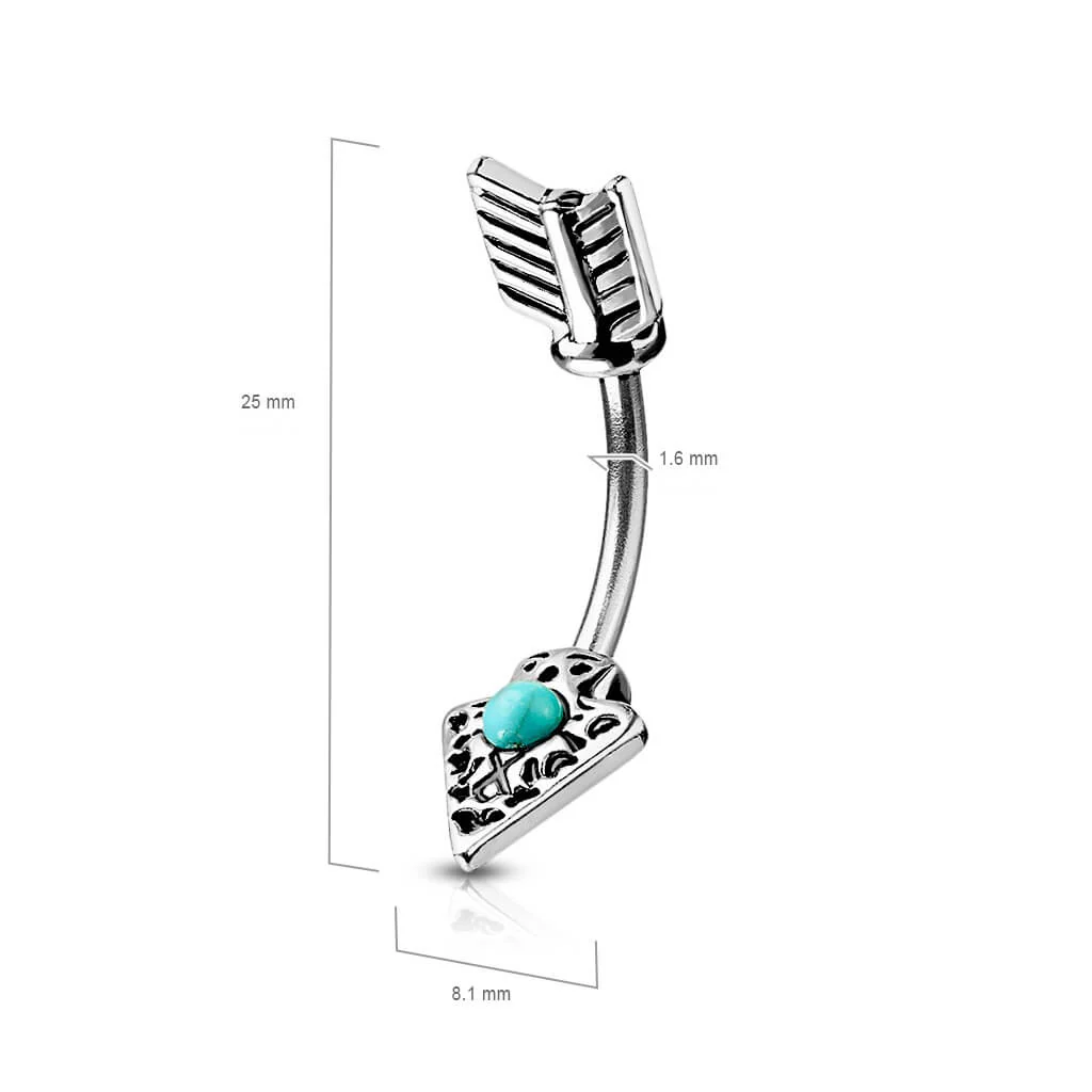 Piercing Nombril Flèche Turquoise Argent - Image 3
