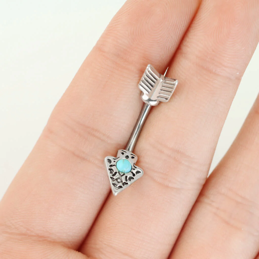 Piercing Nombril Flèche Turquoise Argent - Image 4