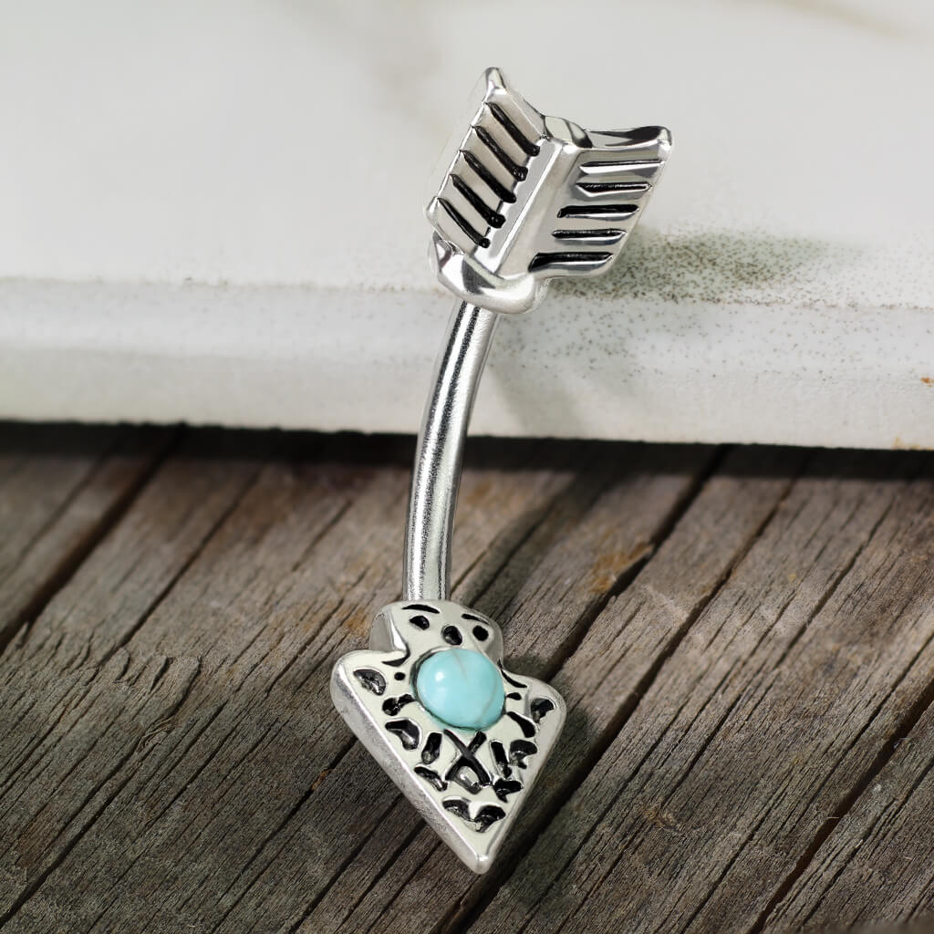 Piercing Nombril Flèche Turquoise Argent - Image 5