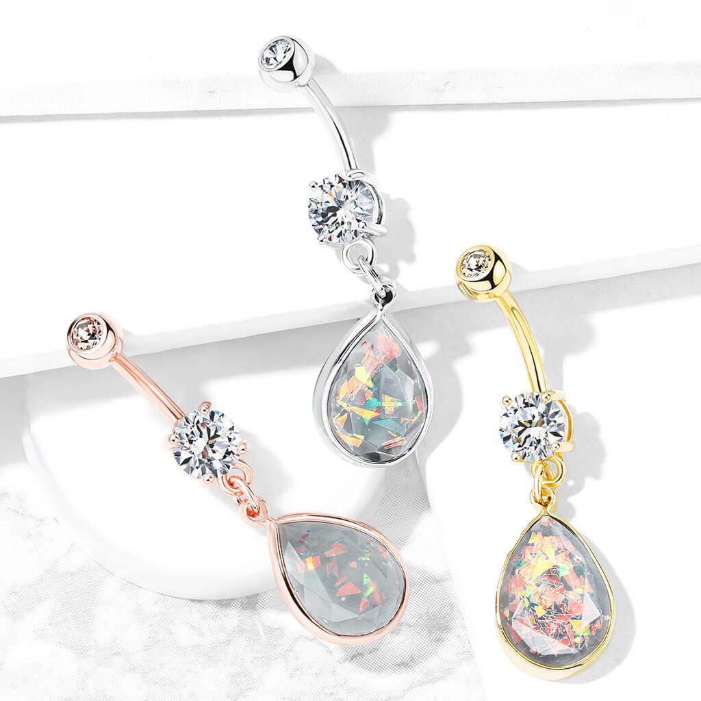 Piercing Nombril Pendentif Opale Arc-En-Ciel - Image 7