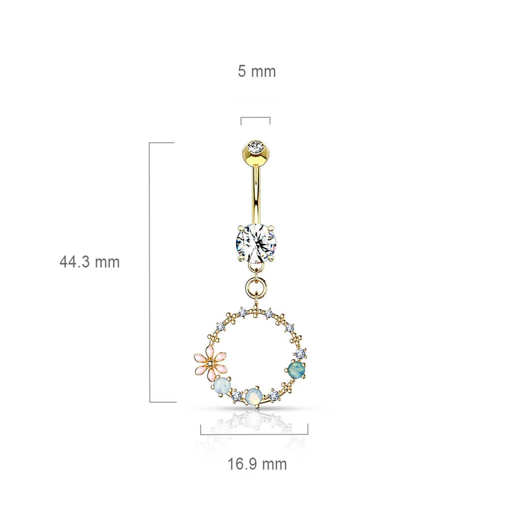 Piercing Nombril Pendentif Courone De Fleurs Zircone - Image 3