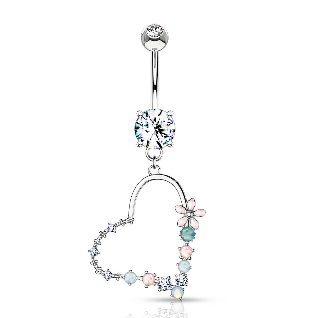 Piercing Nombril Pendentif Cœur Zircone - Image 2