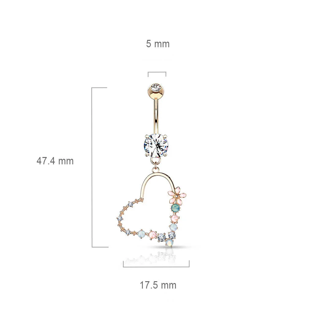 Piercing Nombril Pendentif Cœur Zircone - Image 3
