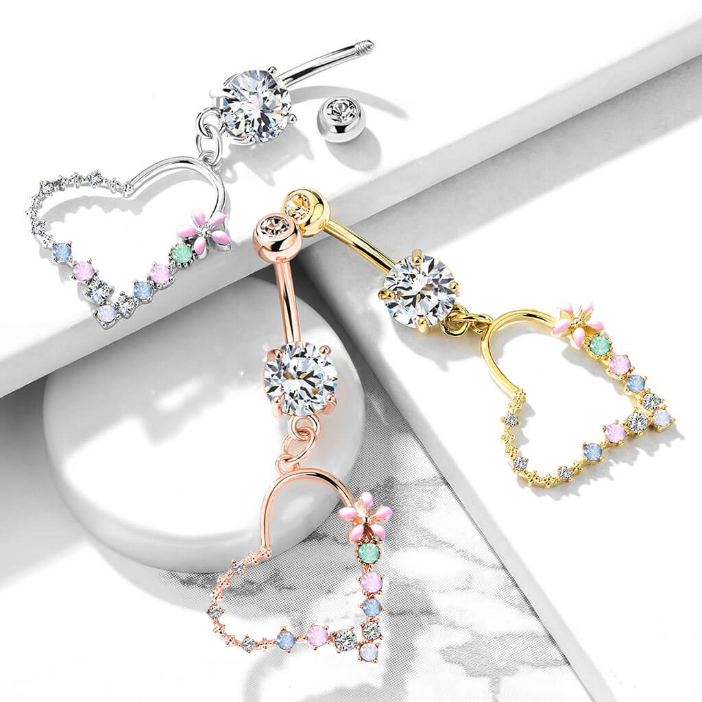 Piercing Nombril Pendentif Cœur Zircone - Image 7