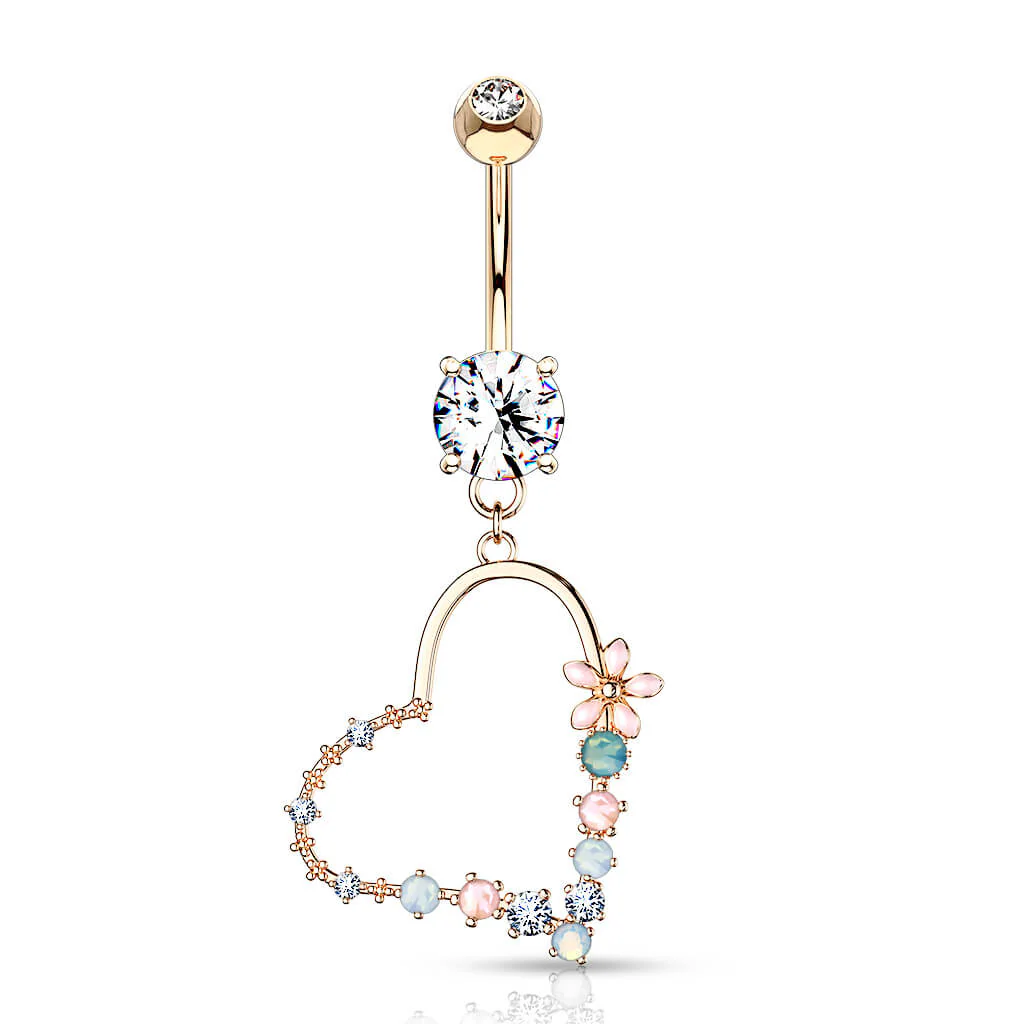 Piercing Nombril Pendentif Cœur Zircone - Image 8