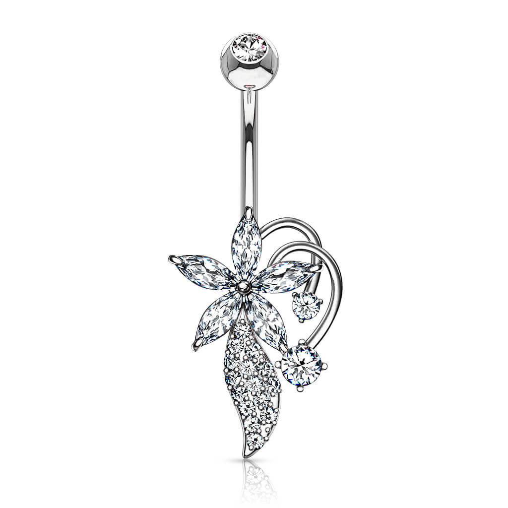 Piercing Nombril Fleur Zircone - Image 2