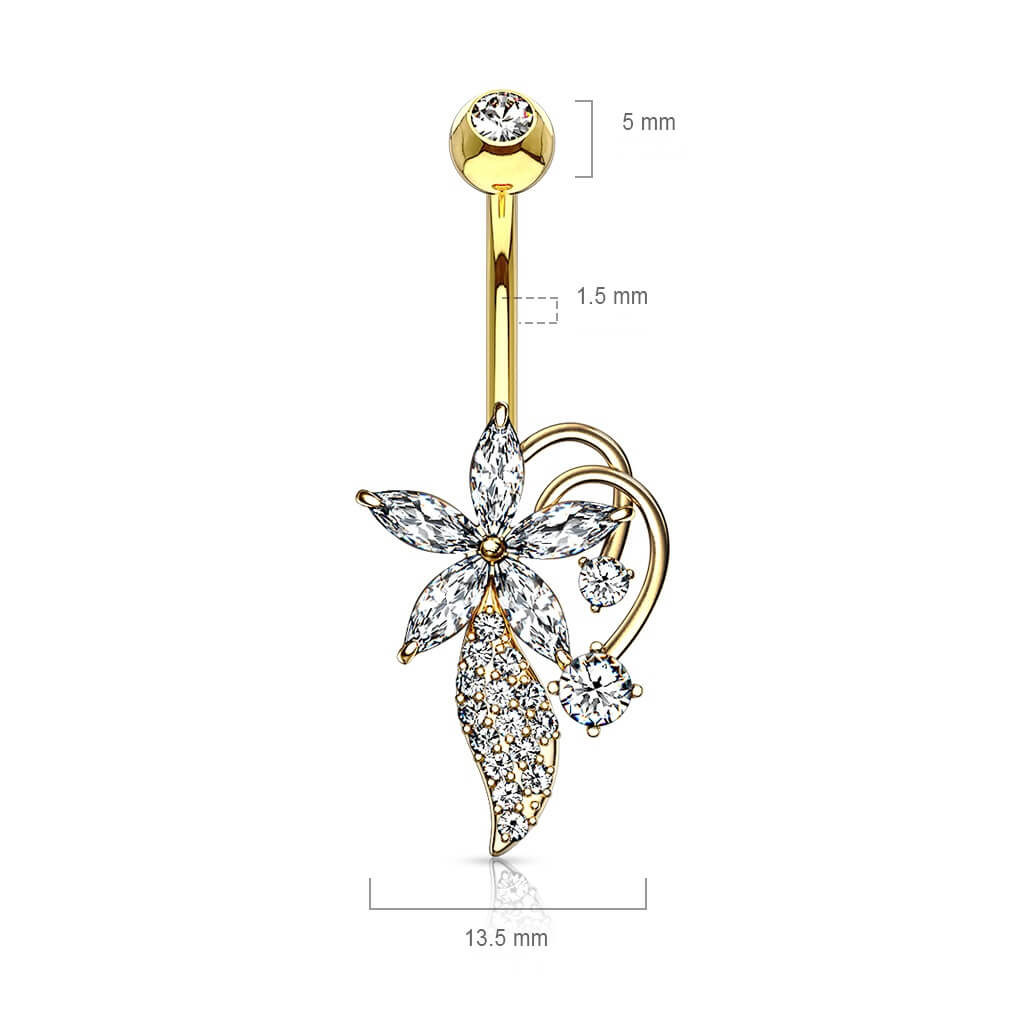 Piercing Nombril Fleur Zircone - Image 3