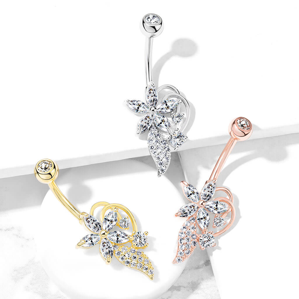 Piercing Nombril Fleur Zircone - Image 7
