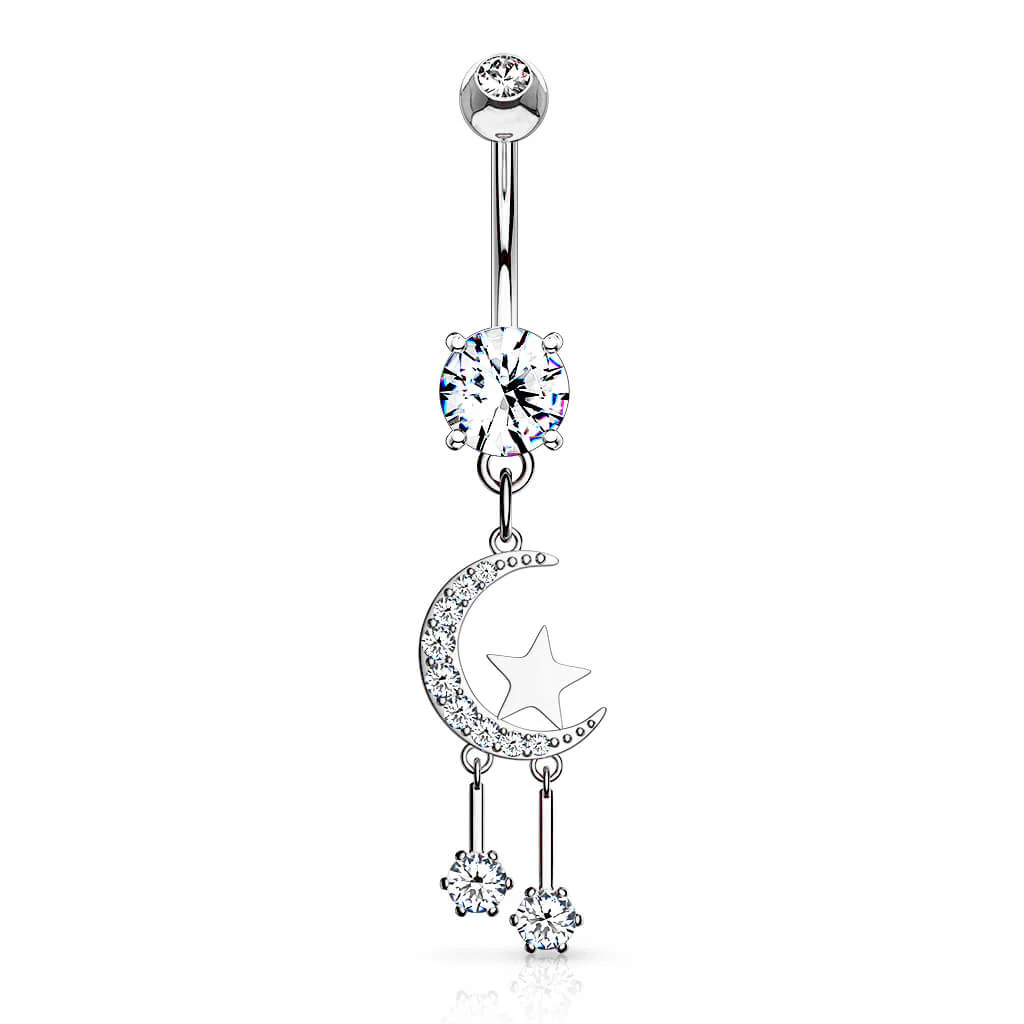 Piercing Nombril Pendentif Étoile De Lune Zircone - Image 2