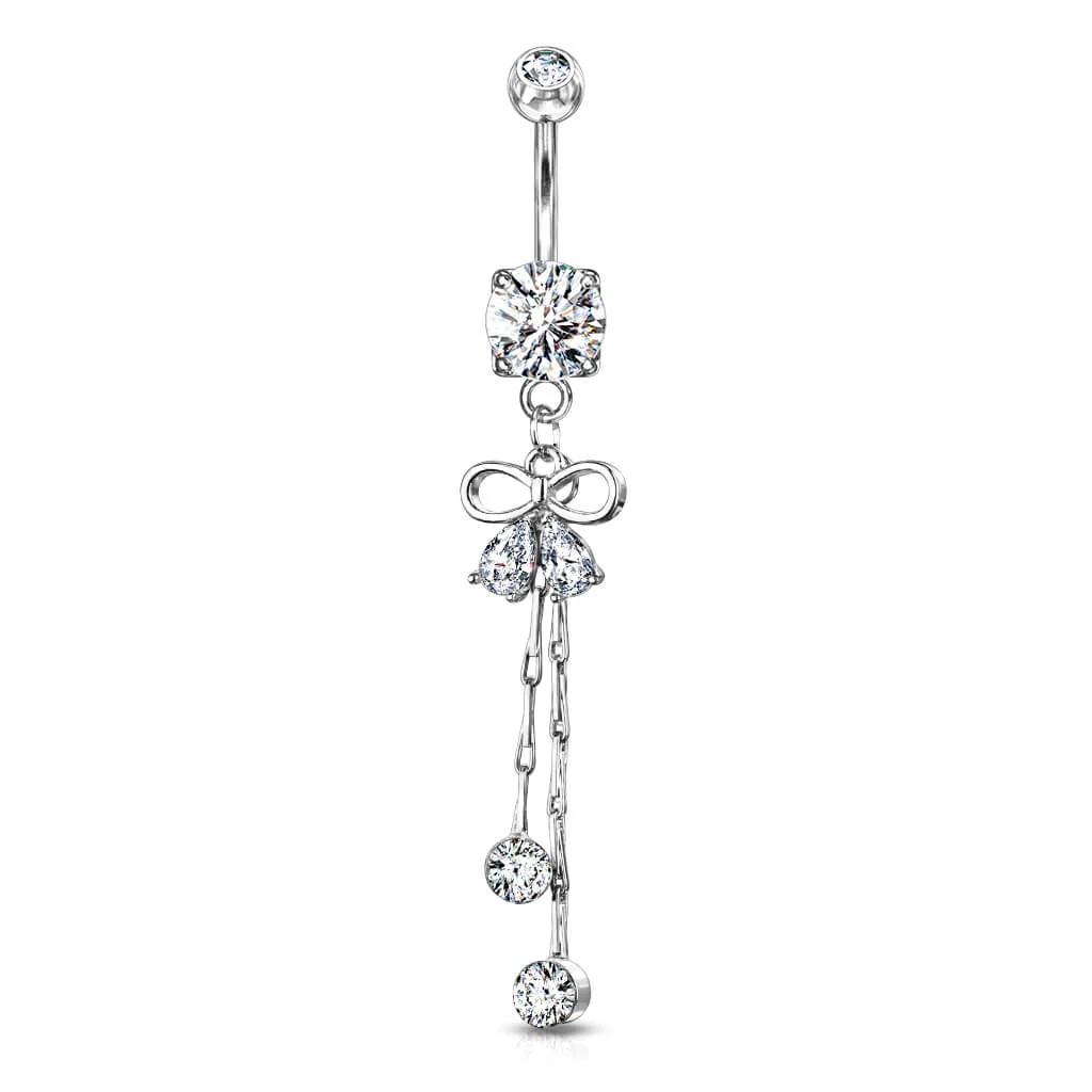 Piercing Nombril Pendentif Noeud Zircone - Image 2