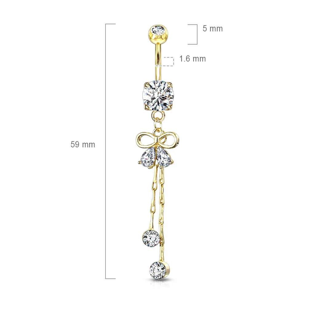 Piercing Nombril Pendentif Noeud Zircone - Image 3