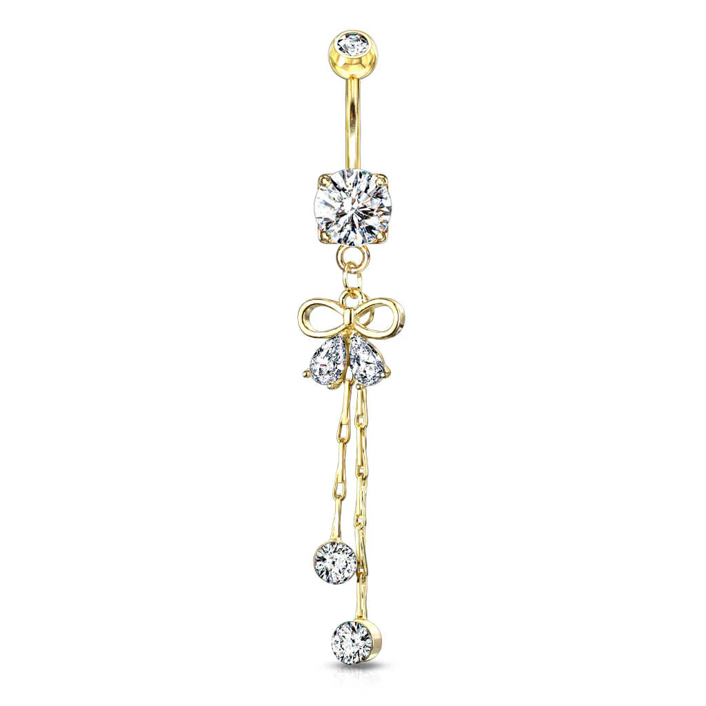 Piercing Nombril Pendentif Noeud Zircone - Image 4