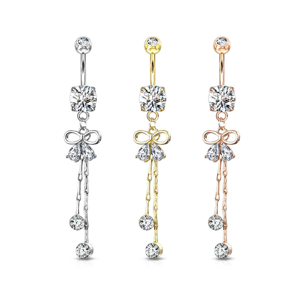 Piercing Nombril Pendentif Noeud Zircone - Image 5