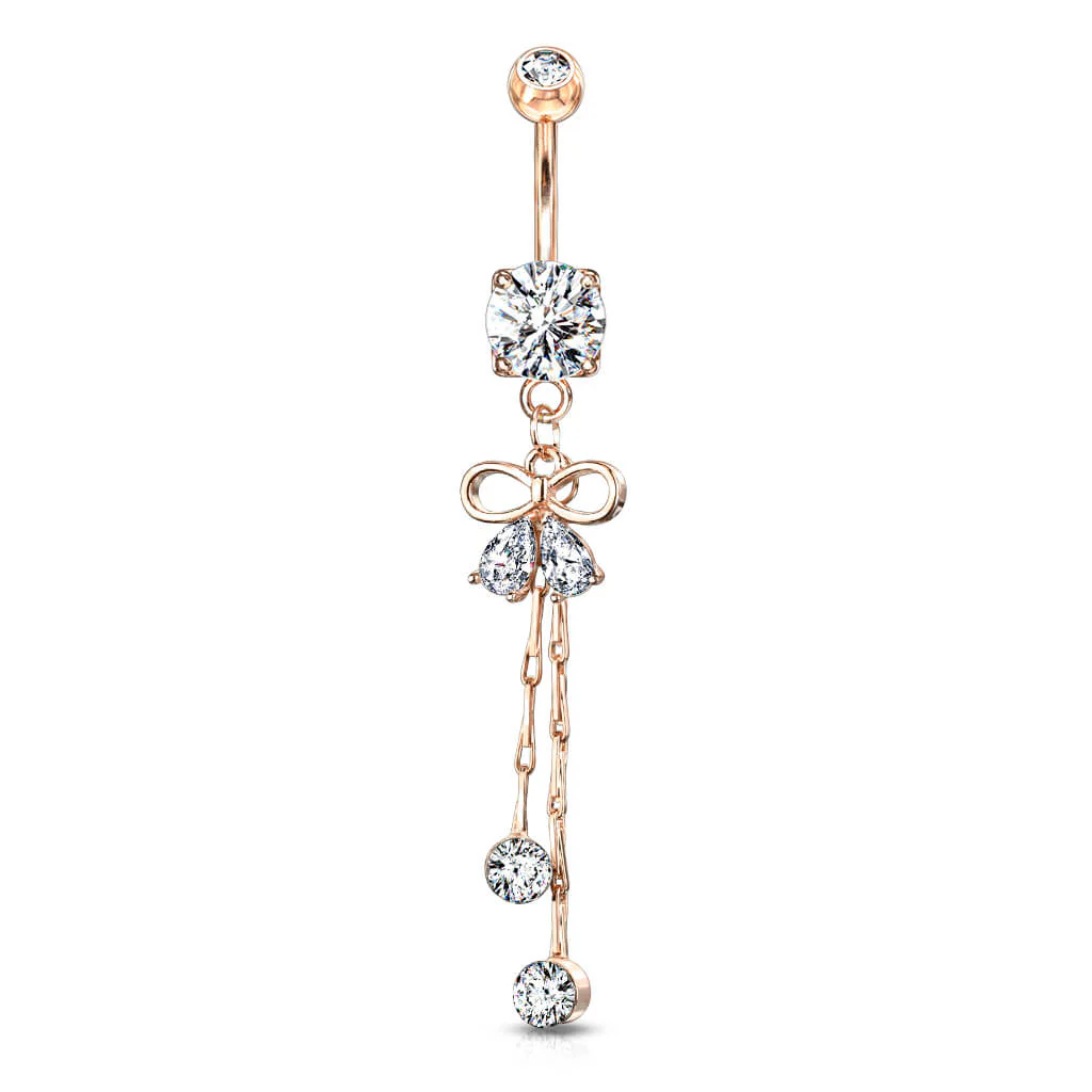 Piercing Nombril Pendentif Noeud Zircone - Image 8