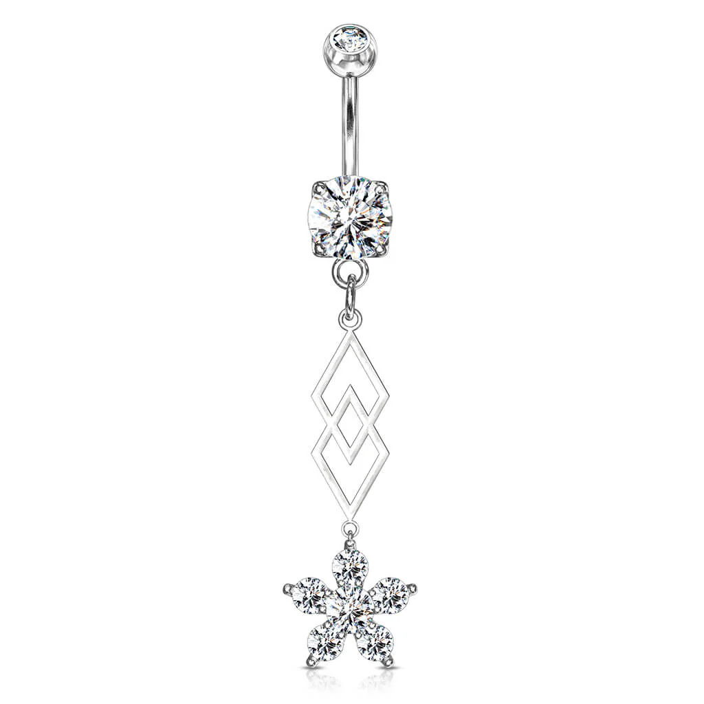 Piercing Nombril Pendentif Fleur  Zircone - Image 2