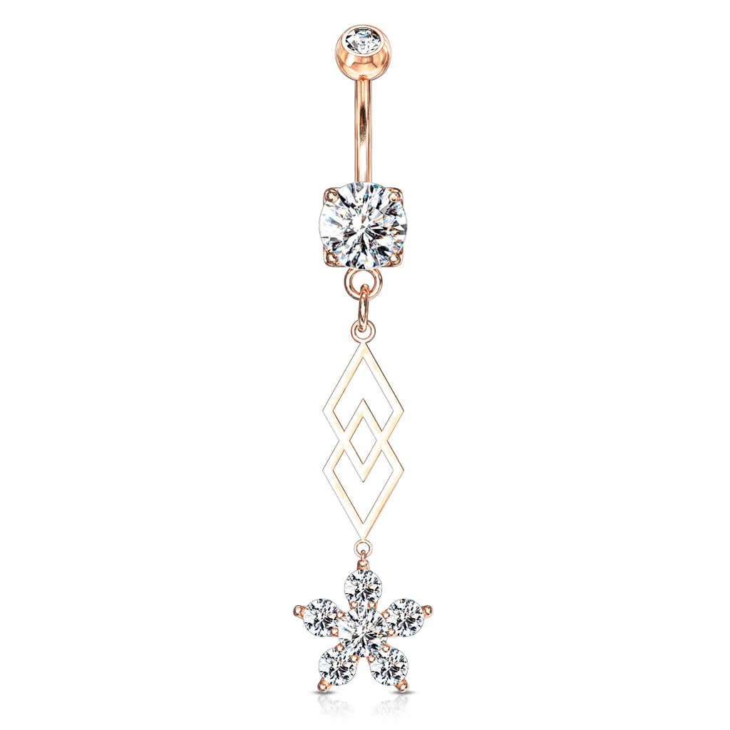 Piercing Nombril Pendentif Fleur  Zircone - Image 8