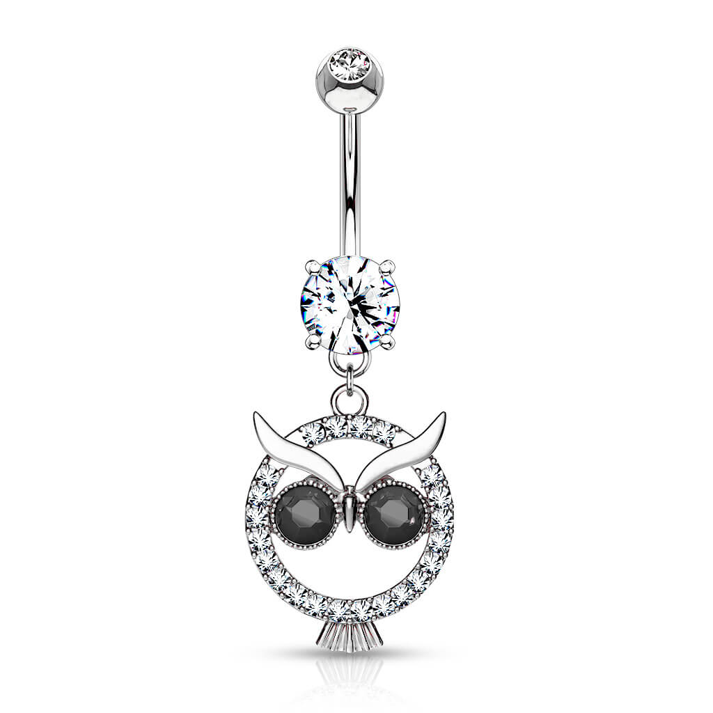 Piercing Nombril Pendentif Hibou Zircone - Image 2