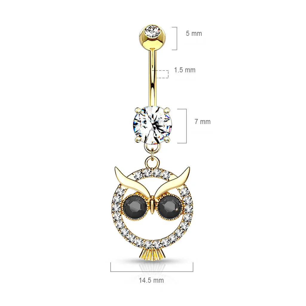 Piercing Nombril Pendentif Hibou Zircone - Image 3