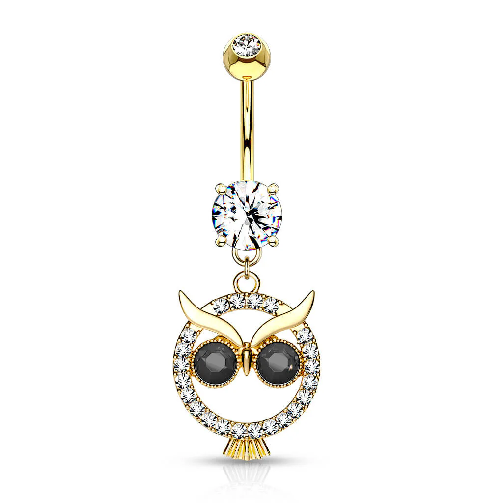 Piercing Nombril Pendentif Hibou Zircone - Image 4