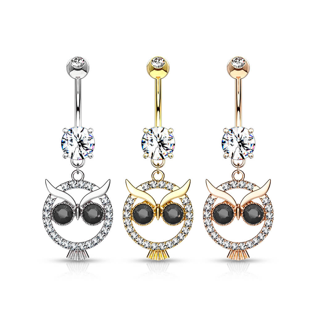Piercing Nombril Pendentif Hibou Zircone - Image 5
