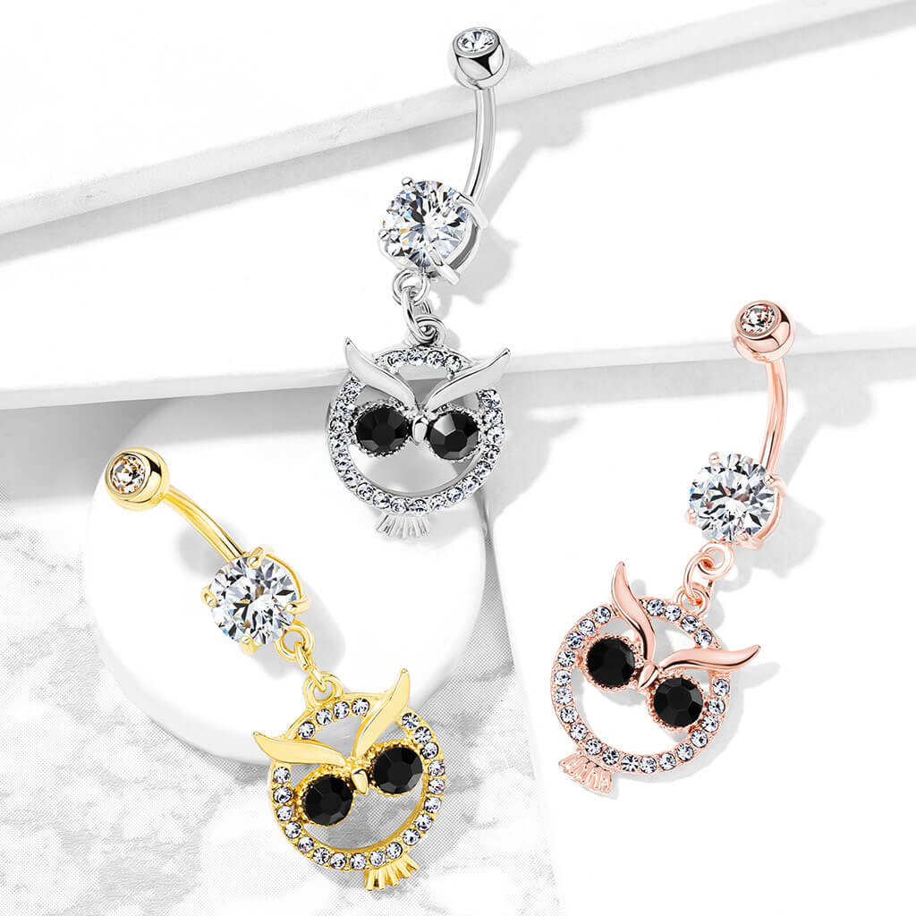 Piercing Nombril Pendentif Hibou Zircone - Image 7