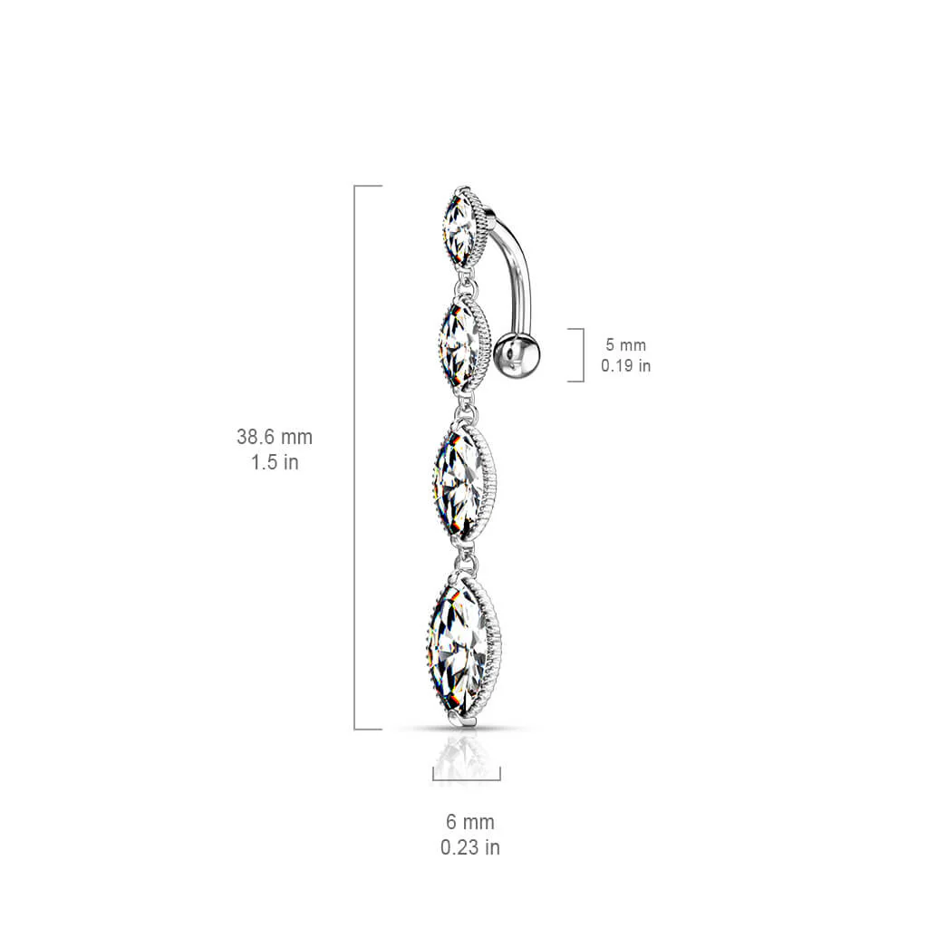Piercing Nombril 4 Marquises Zircone Inversé - Image 3