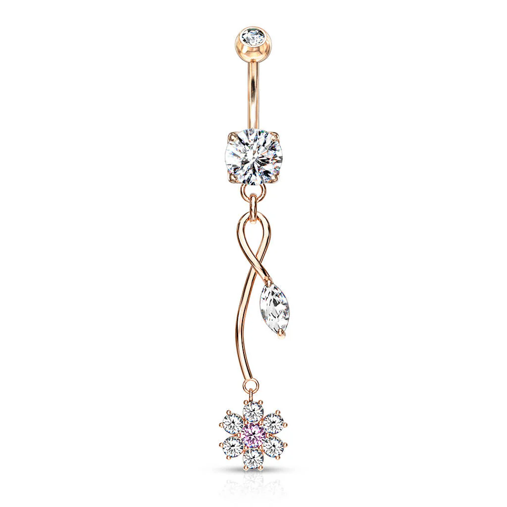 Piercing Nombril Pendentif Fleur Zircone - Image 8