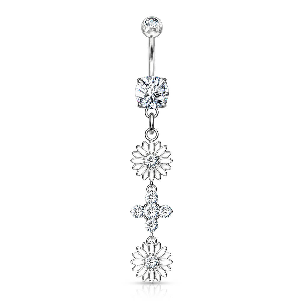 Piercing Nombril Pendentif Fleur Zircone - Image 2