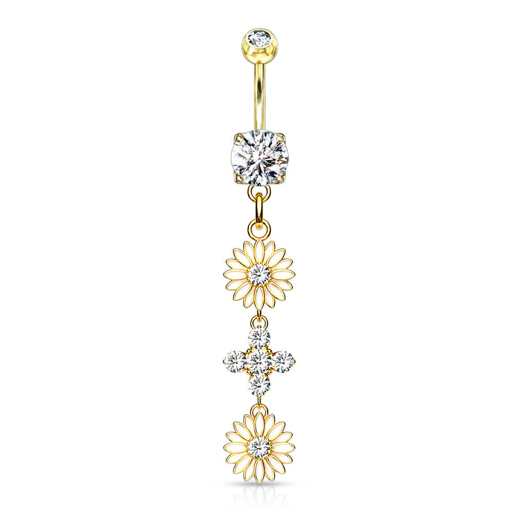 Piercing Nombril Pendentif Fleur Zircone - Image 4