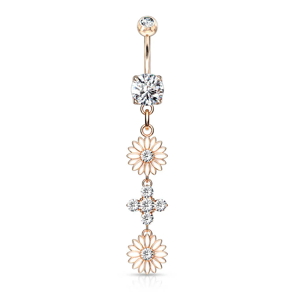 Piercing Nombril Pendentif Fleur Zircone - Image 8