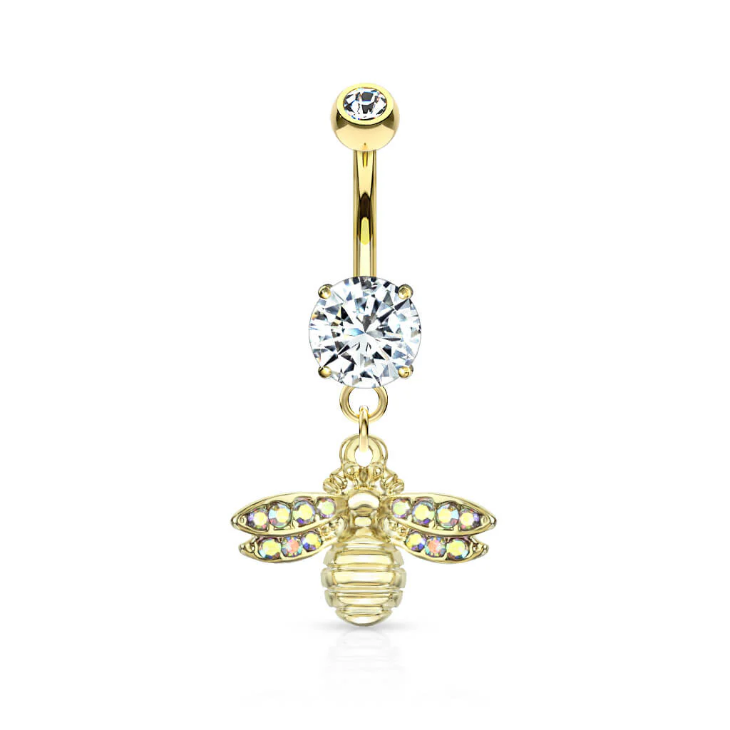 Piercing Nombril Pendentif Abeille Zircone - Image 4