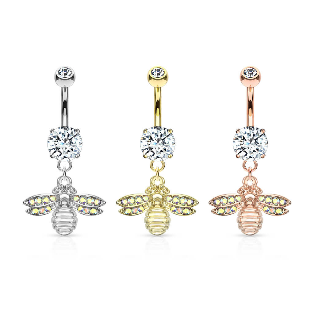 Piercing Nombril Pendentif Abeille Zircone - Image 5