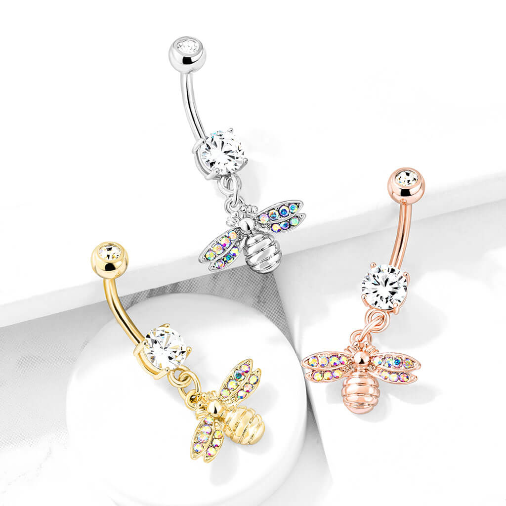 Piercing Nombril Pendentif Abeille Zircone - Image 7