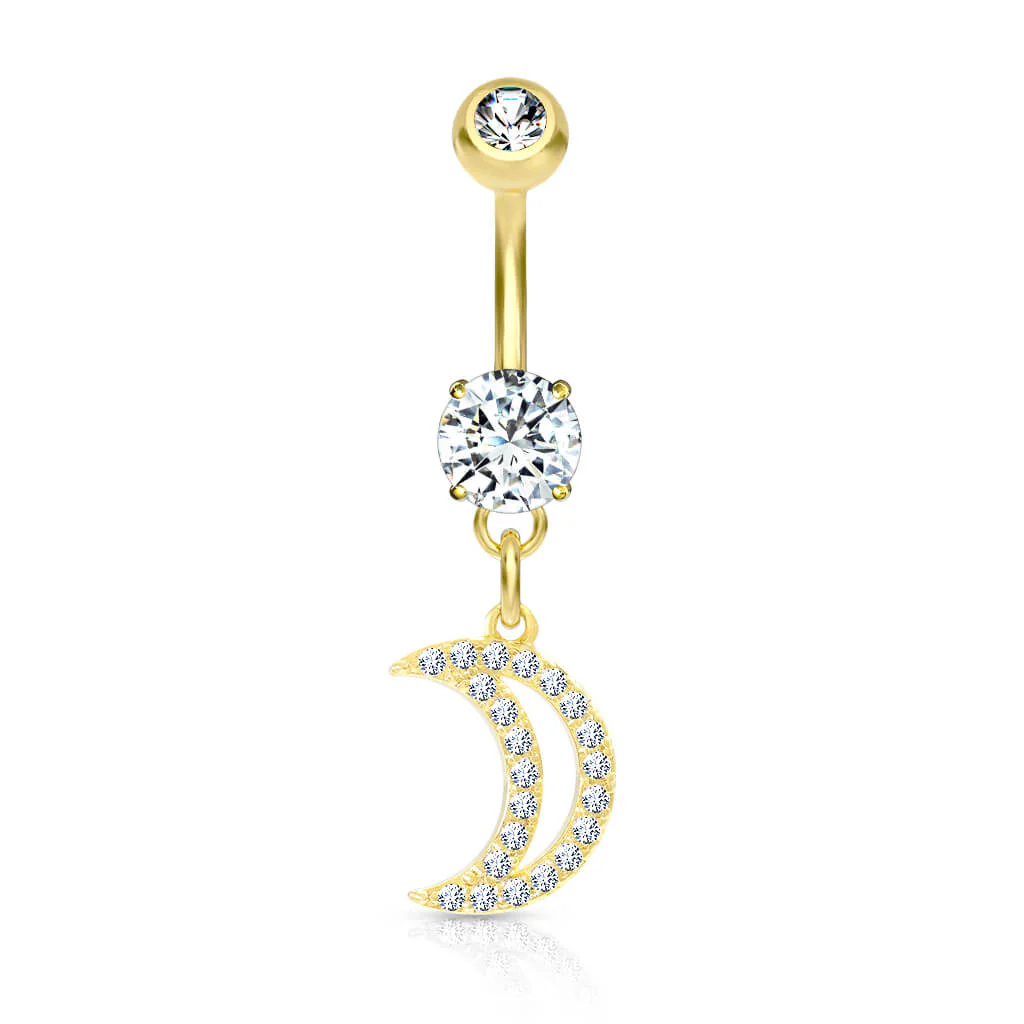 Piercing Nombril Pendentif Lune Zircone - Image 4