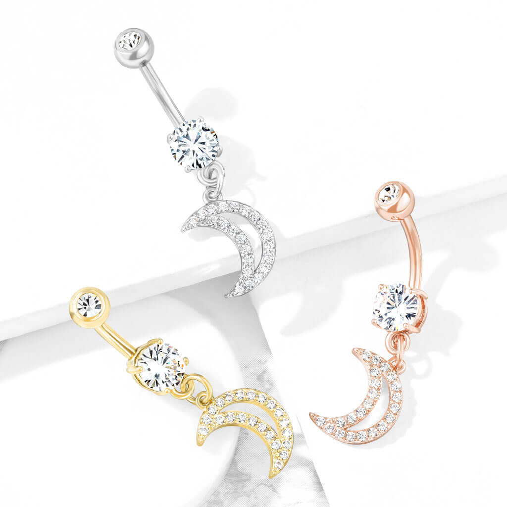 Piercing Nombril Pendentif Lune Zircone - Image 7