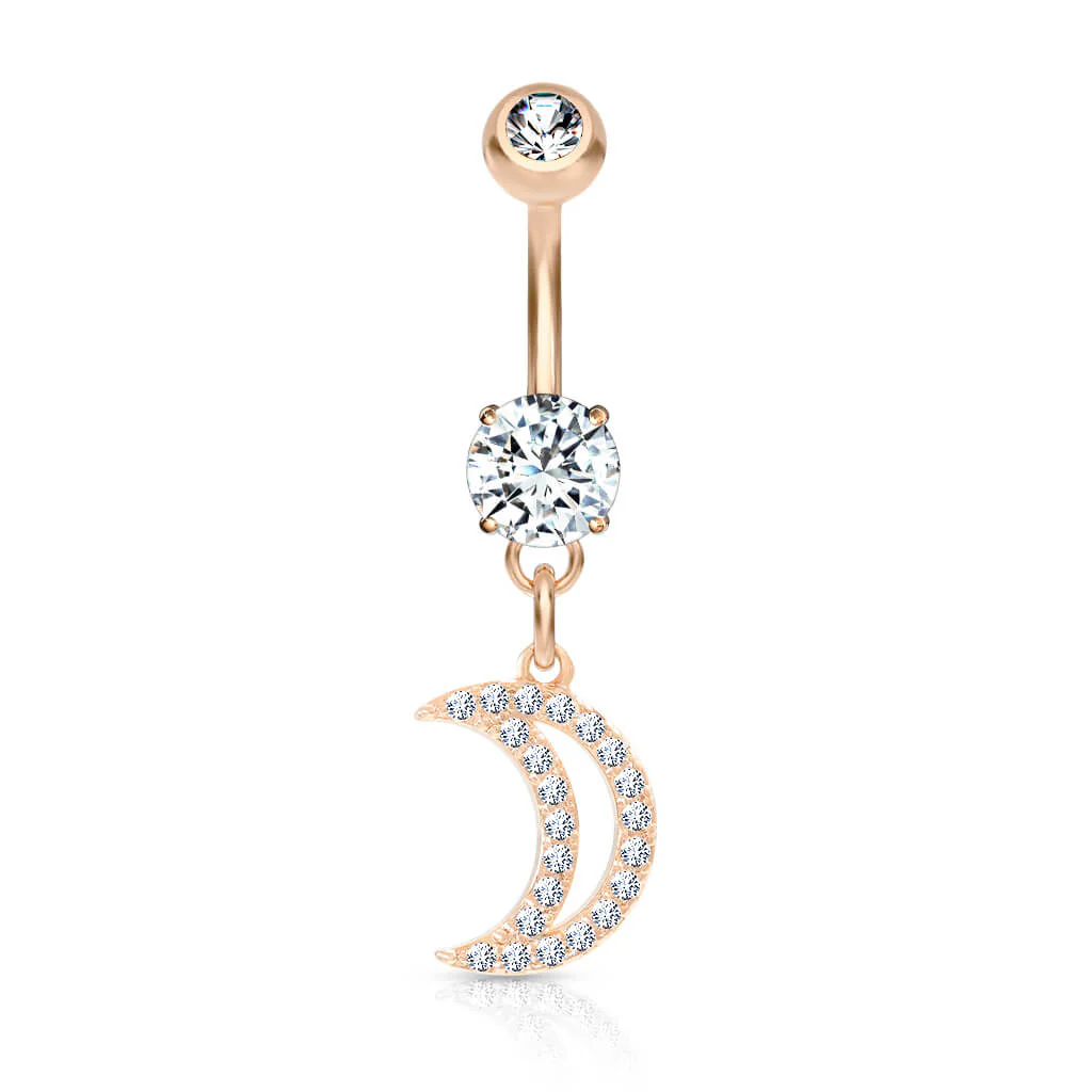 Piercing Nombril Pendentif Lune Zircone - Image 8